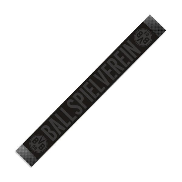 Borussia Dortmund BVB Schal Schwarz Ton-in-Ton 140 x 17 cm